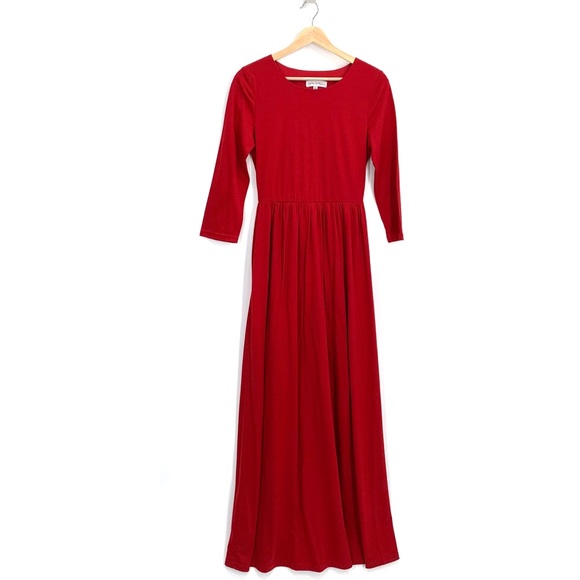 Ashley Le Mieux Red Long Sleeve Crew Neck Full Length Maxi Dress Size Small - Picture 1 of 10
